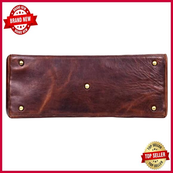 Genuine Leather Tote Bag with Top Handle and Shoulder Strap, Medium Size - Picture 4 of 5